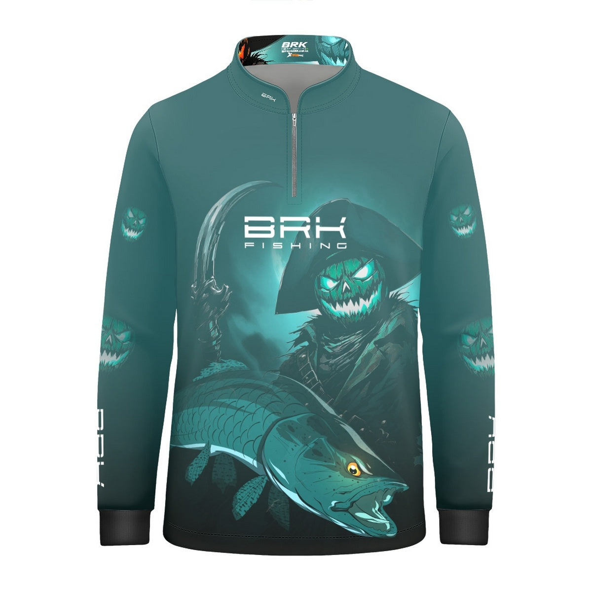Camisa de Pesca Infantil Brk Azul Halloween Fantasma com Proteção UV50 - Brk Fishing