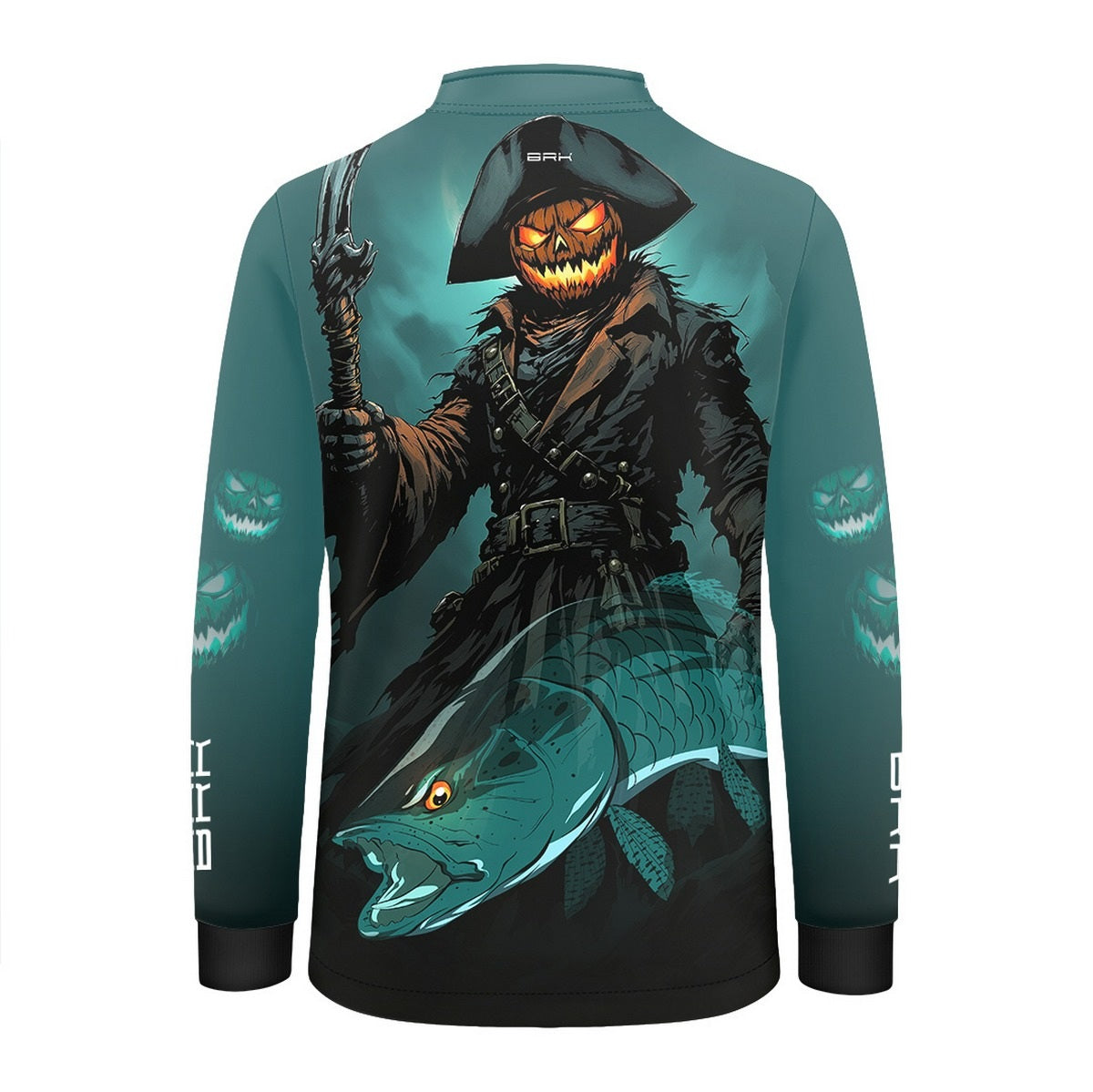 Camisa de Pesca Infantil Brk Azul Halloween Fantasma com Proteção UV50 - Brk Fishing