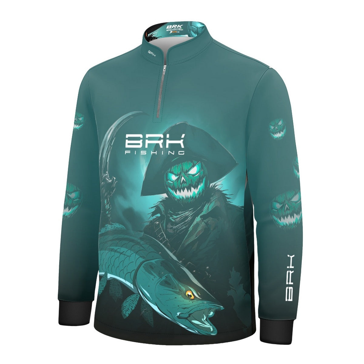 Camisa de Pesca Infantil Brk Azul Halloween Fantasma com Proteção UV50 - Brk Fishing