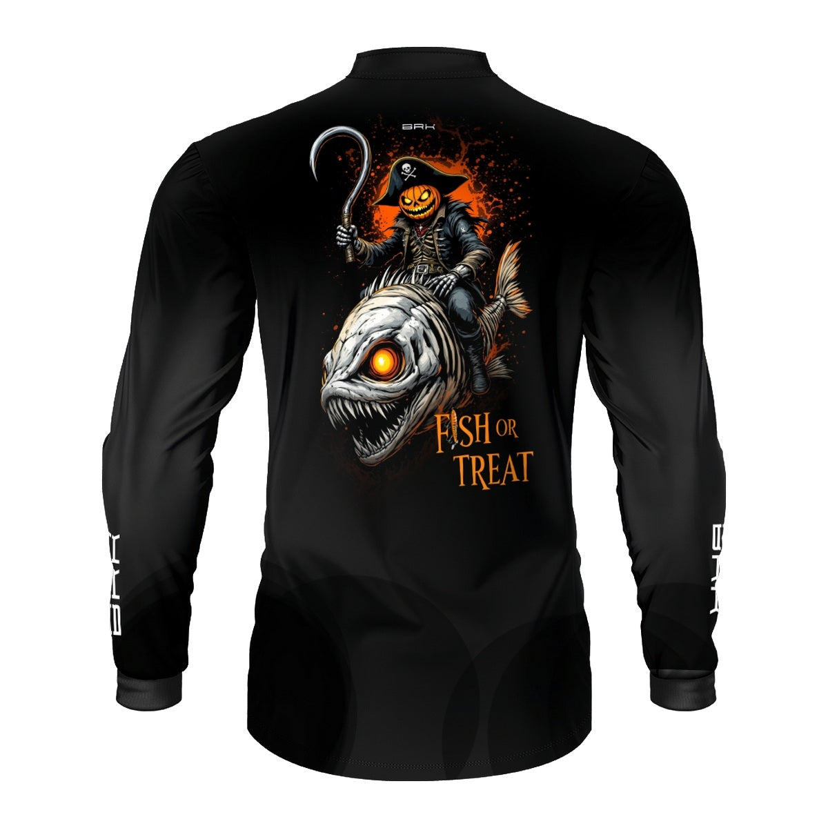 Camisa de Pesca Brk Azul Halloween Caveira de Peixe com Proteção UV50 - Brk Fishing