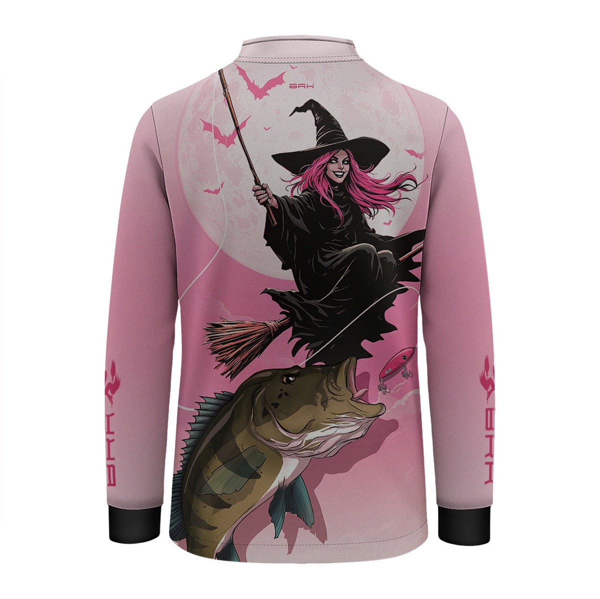 Camisa de Pesca Infantil Brk Branca e Rosa Bruxa com Proteção UV50 - Brk Fishing