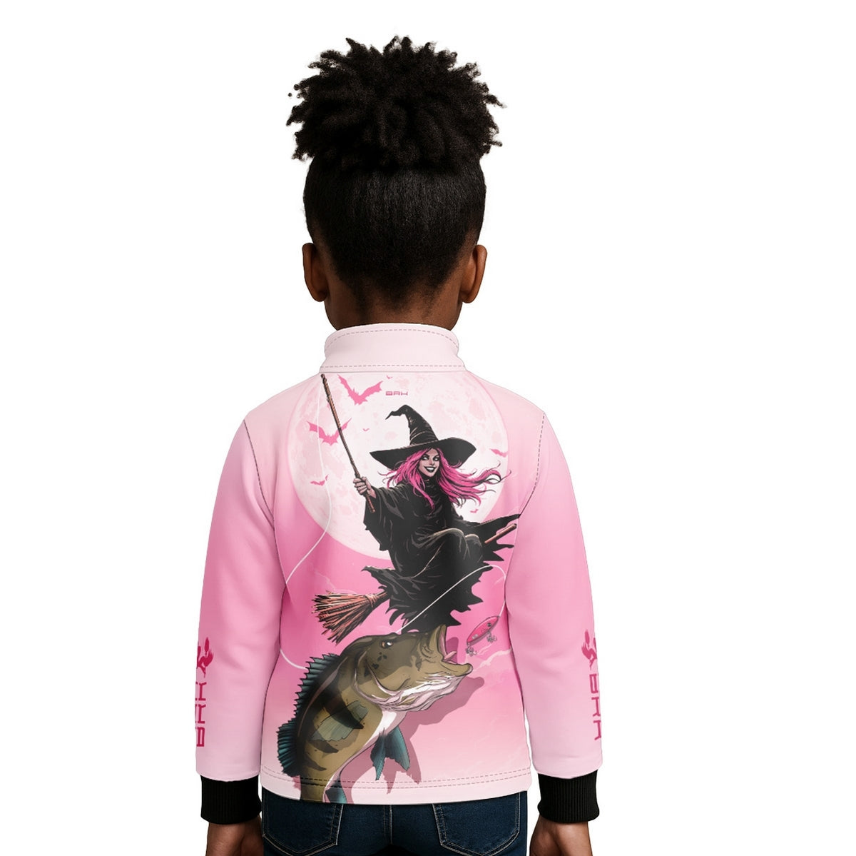 Camisa de Pesca Infantil Brk Branca e Rosa Bruxa com Proteção UV50 - Brk Fishing