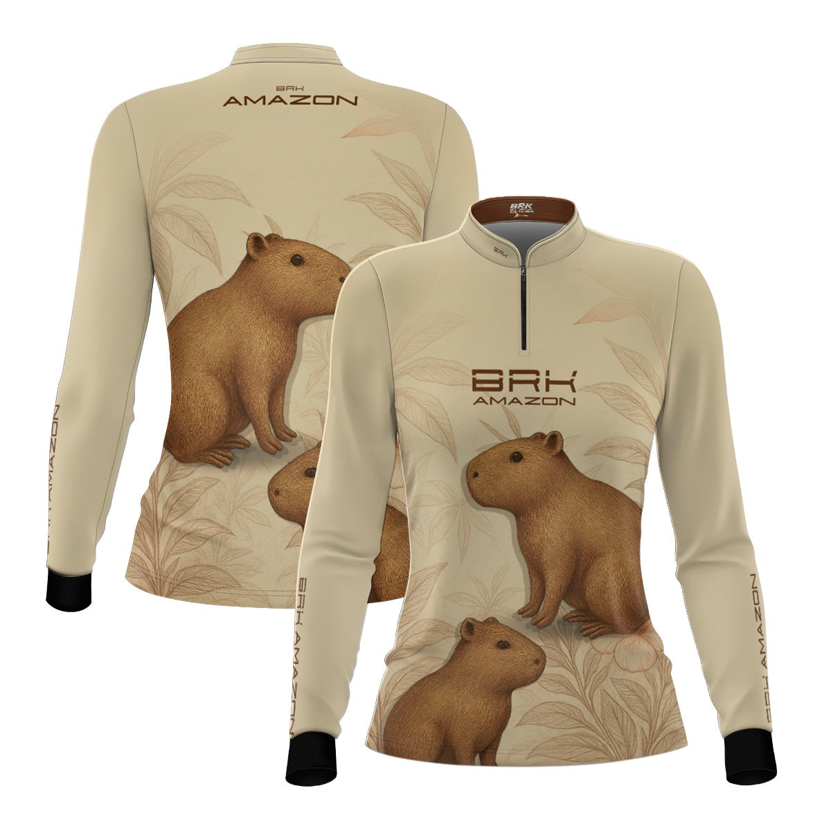 Camisa de Pesca Feminina Brk Amazon Capivara Floral com Proteção UV50