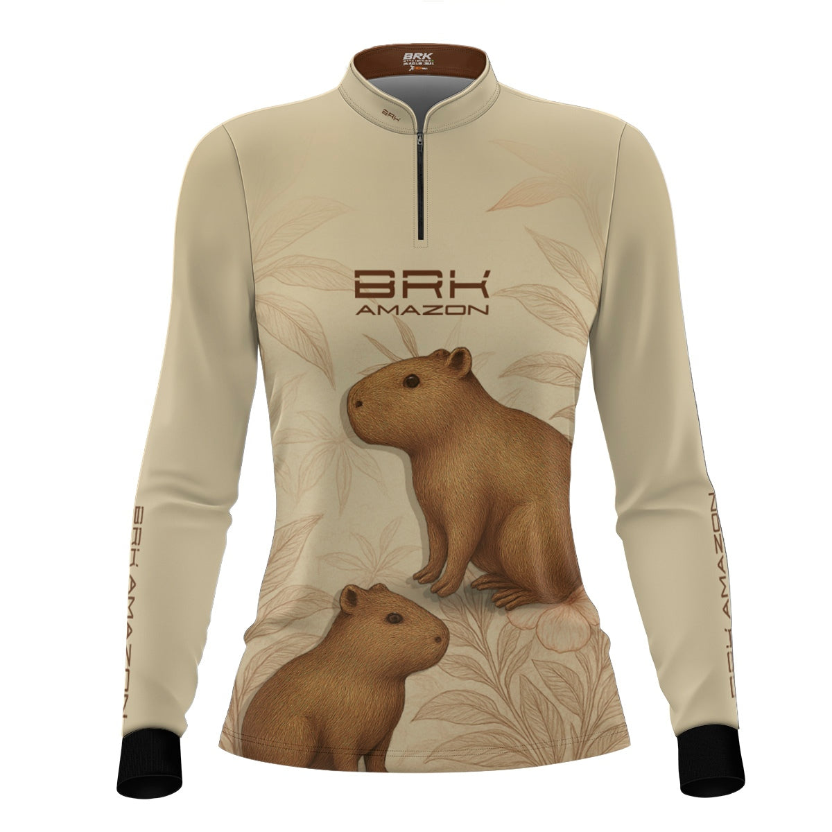 Camisa de Pesca Feminina Brk Amazon Capivara Floral com Proteção UV50