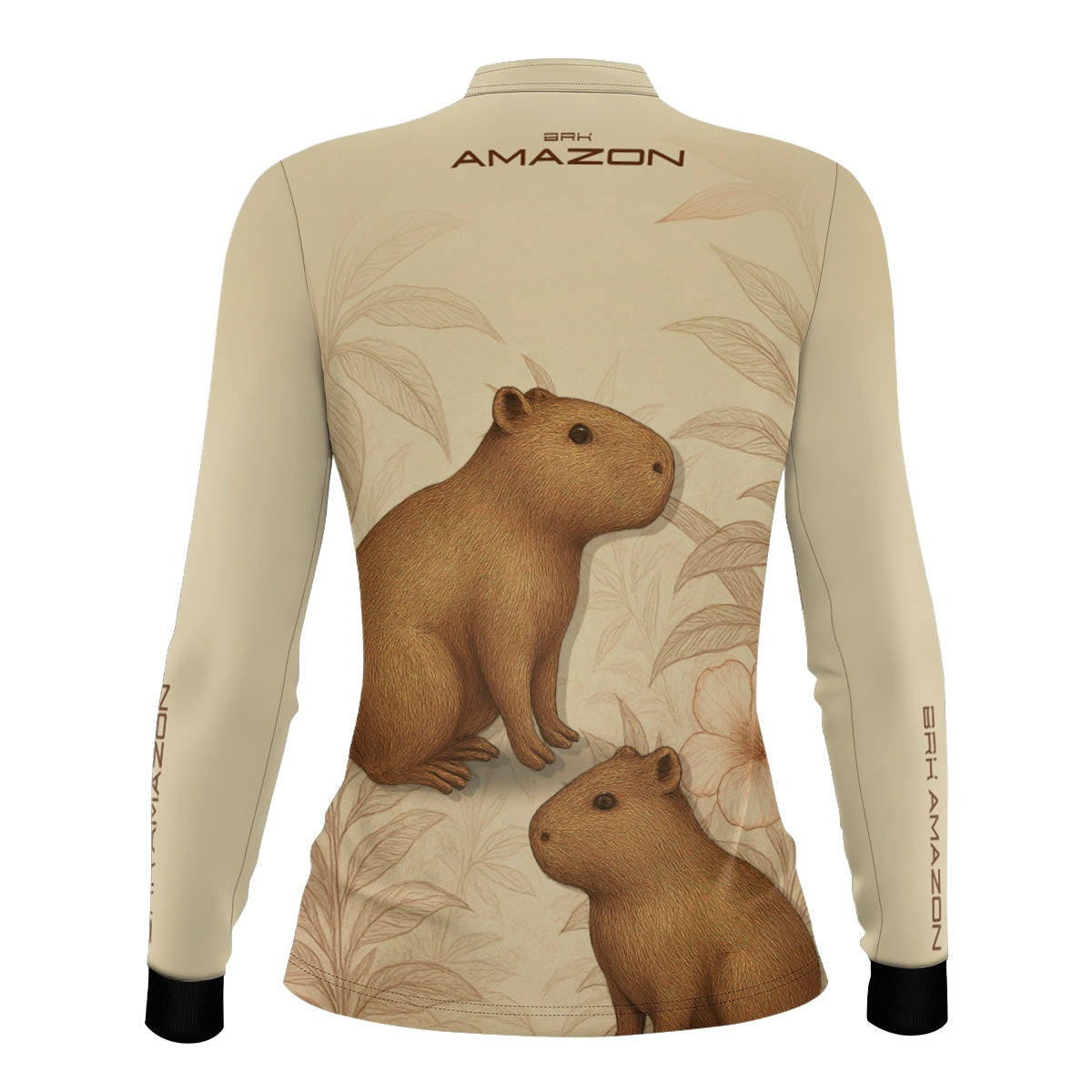 Camisa de Pesca Feminina Brk Amazon Capivara Floral com Proteção UV50