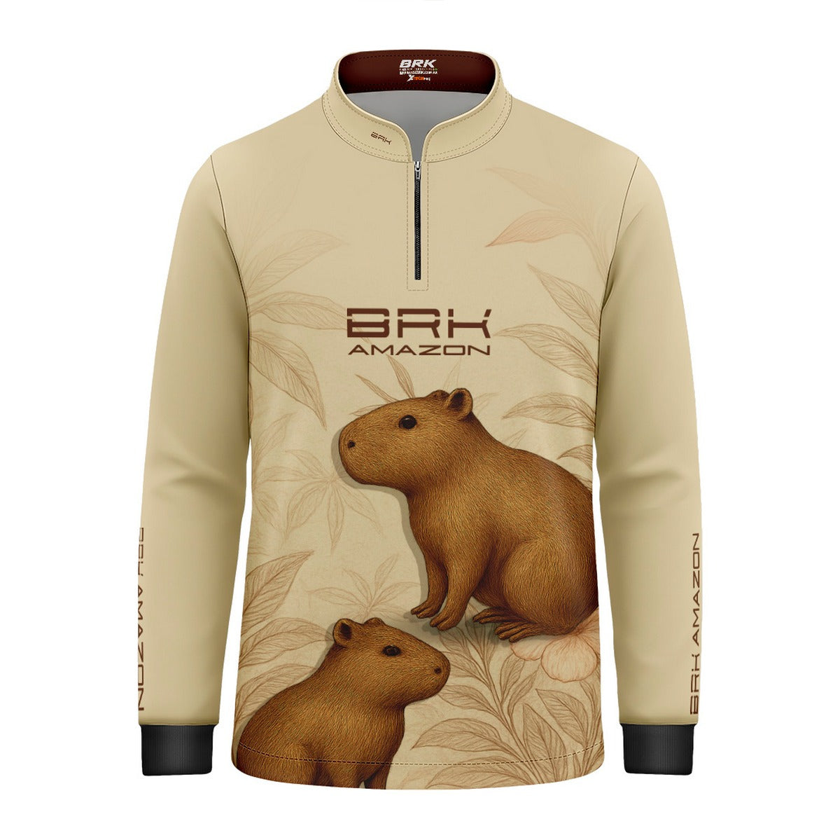 Camisa de Pesca Infantil Brk Amazon Capivara Floral com Proteção UV50 - Brk Fishing