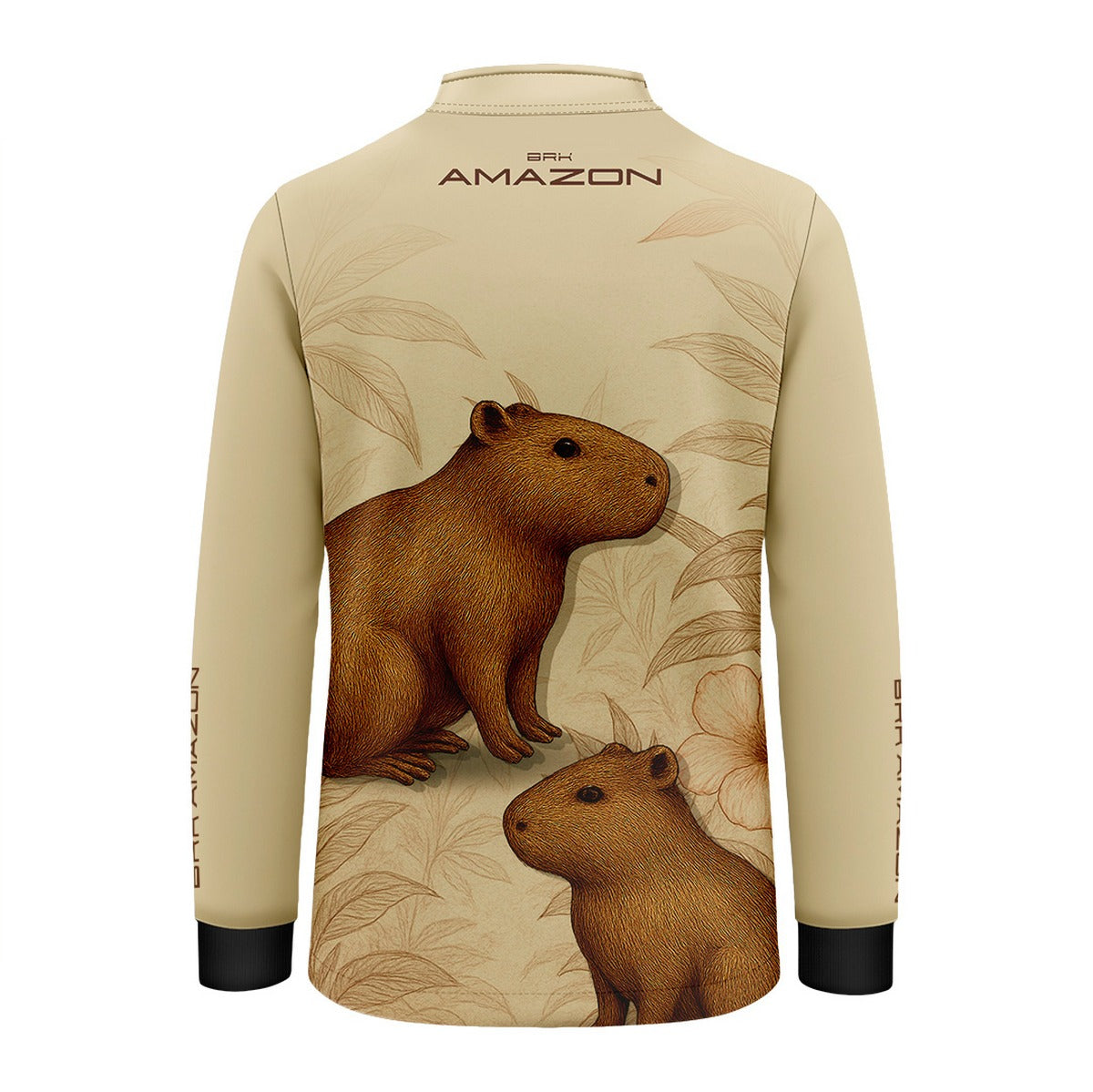 Camisa de Pesca Infantil Brk Amazon Capivara Floral com Proteção UV50 - Brk Fishing