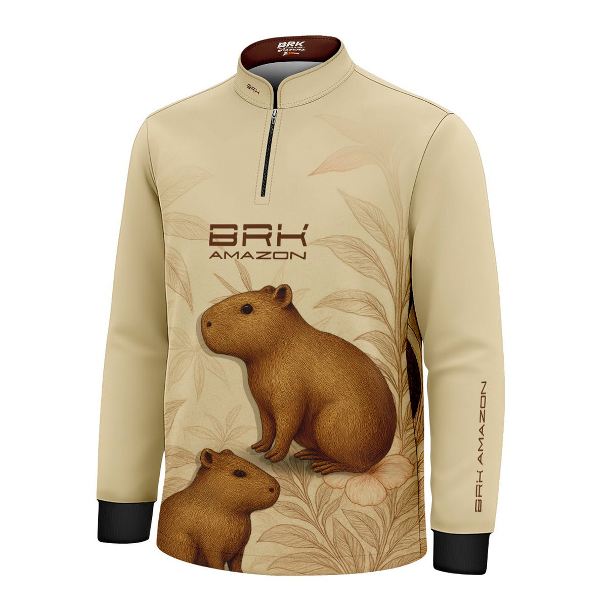 Camisa de Pesca Infantil Brk Amazon Capivara Floral com Proteção UV50 - Brk Fishing