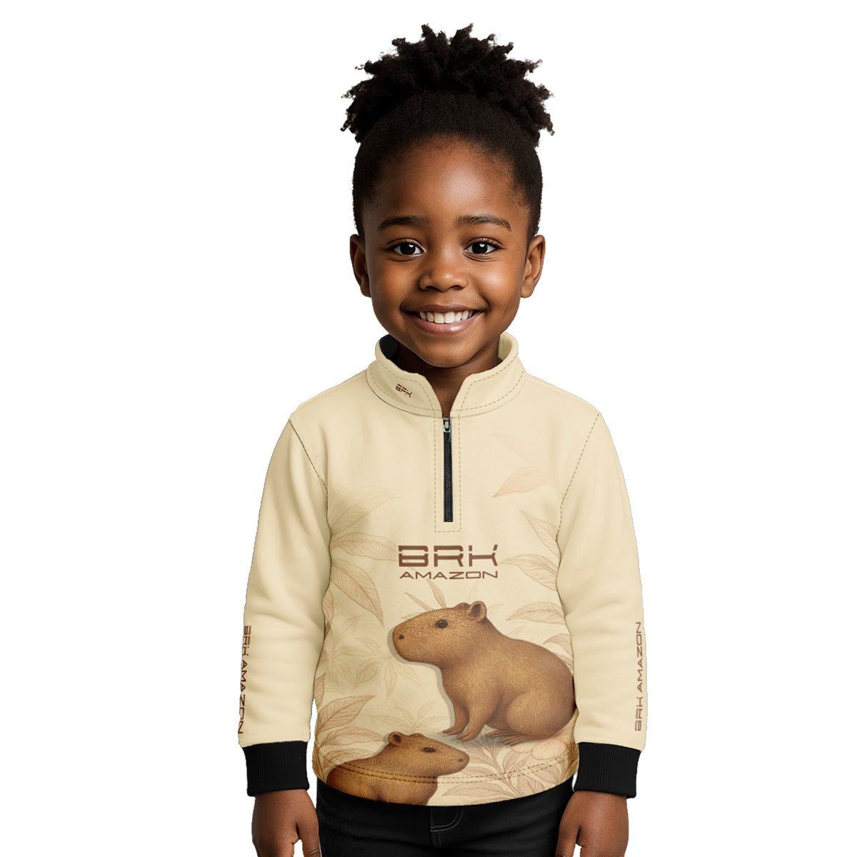 Camisa de Pesca Infantil Brk Amazon Capivara Floral com Proteção UV50 - Brk Fishing