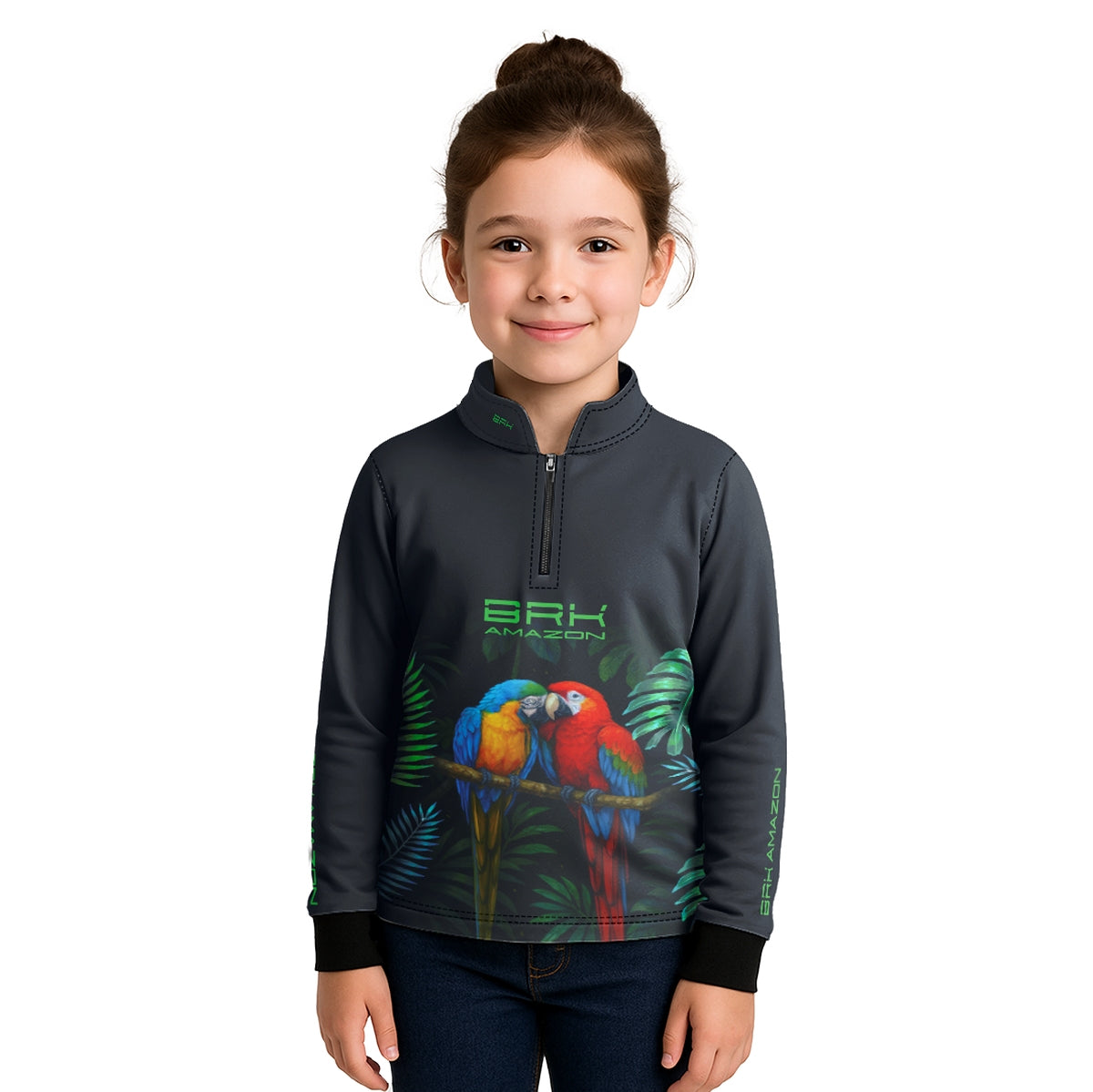 Camisa de Pesca Infantil Brk Amazon Casal de Araras com Proteção UV50 - Brk Fishing
