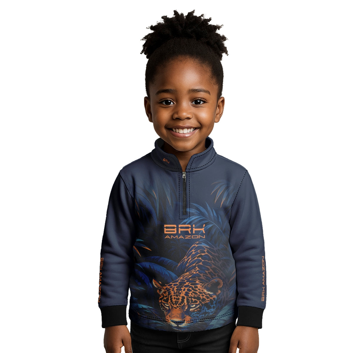 Camisa de Pesca Infantil Brk Amazon Onça Azul com Proteção UV50 - Brk Fishing