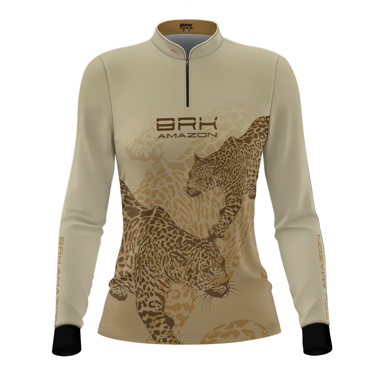 Camisa de Pesca Feminina Brk Amazon Onça Bege com Proteção Uv50