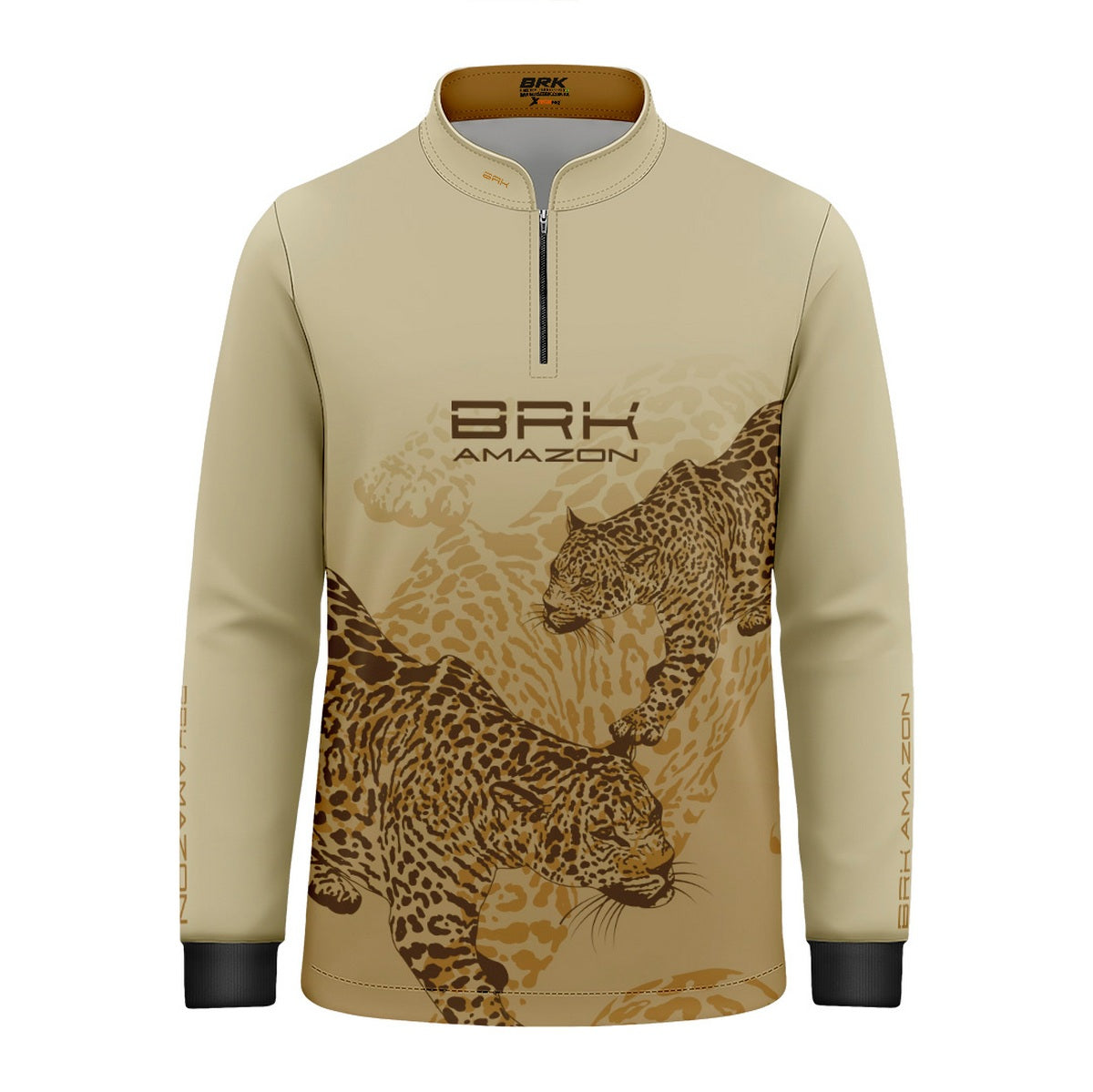 Camisa de Pesca Infantil Brk Amazon Onça Bege com Proteção UV50 - Brk Fishing