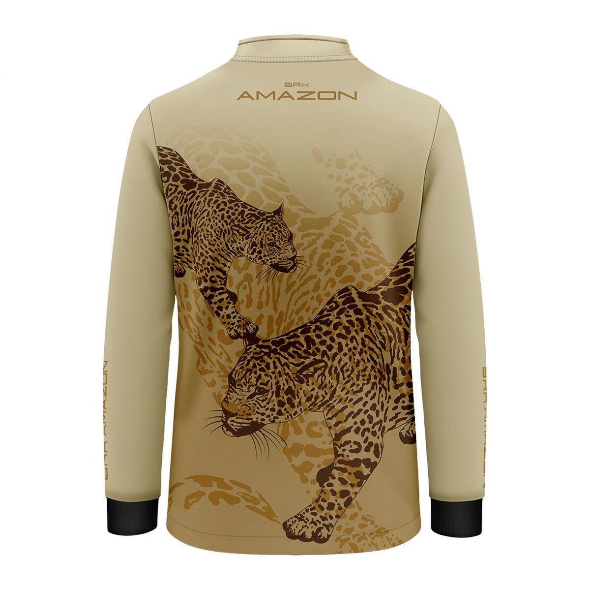 Camisa de Pesca Infantil Brk Amazon Onça Bege com Proteção UV50 - Brk Fishing