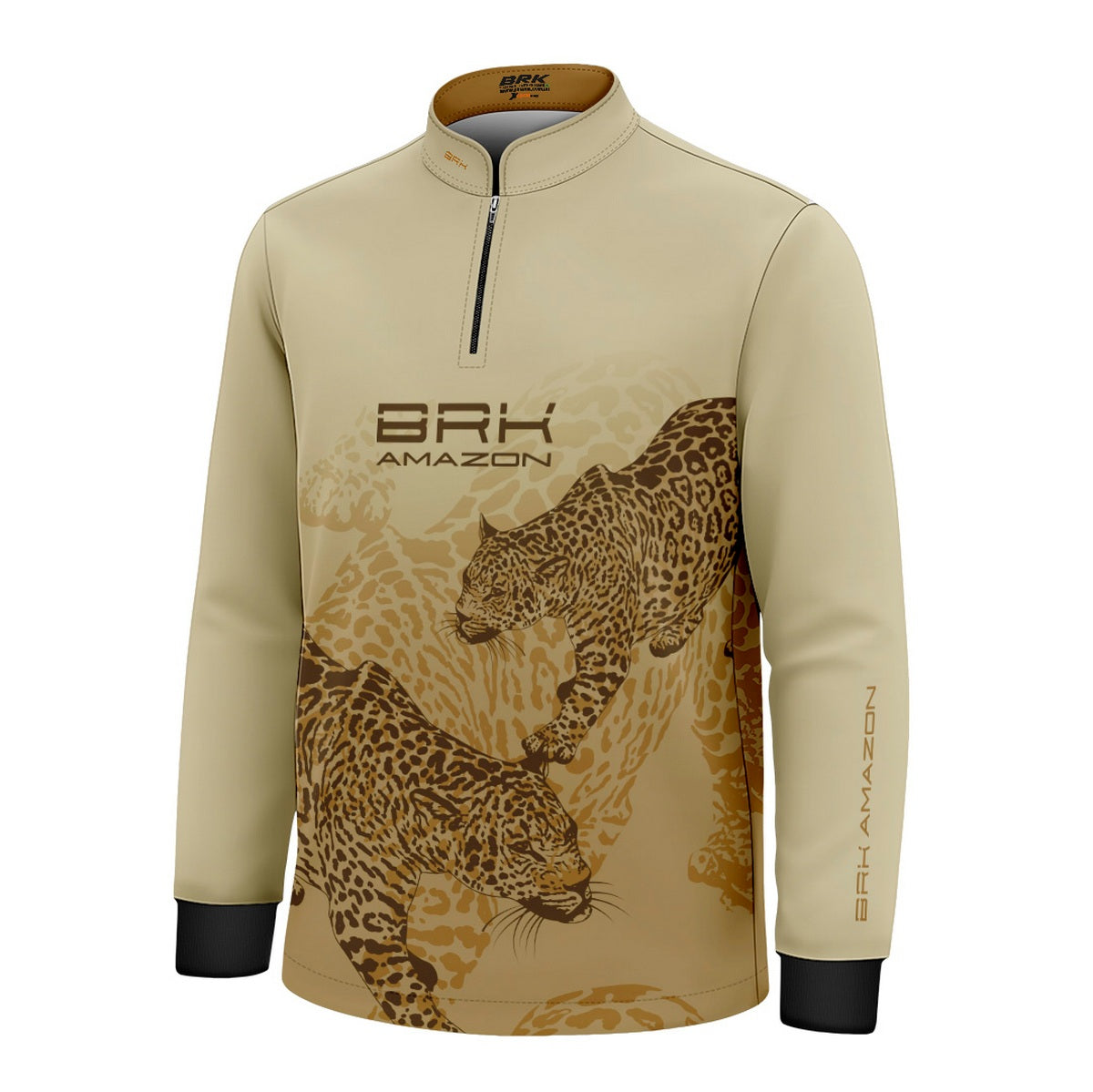 Camisa de Pesca Infantil Brk Amazon Onça Bege com Proteção UV50 - Brk Fishing