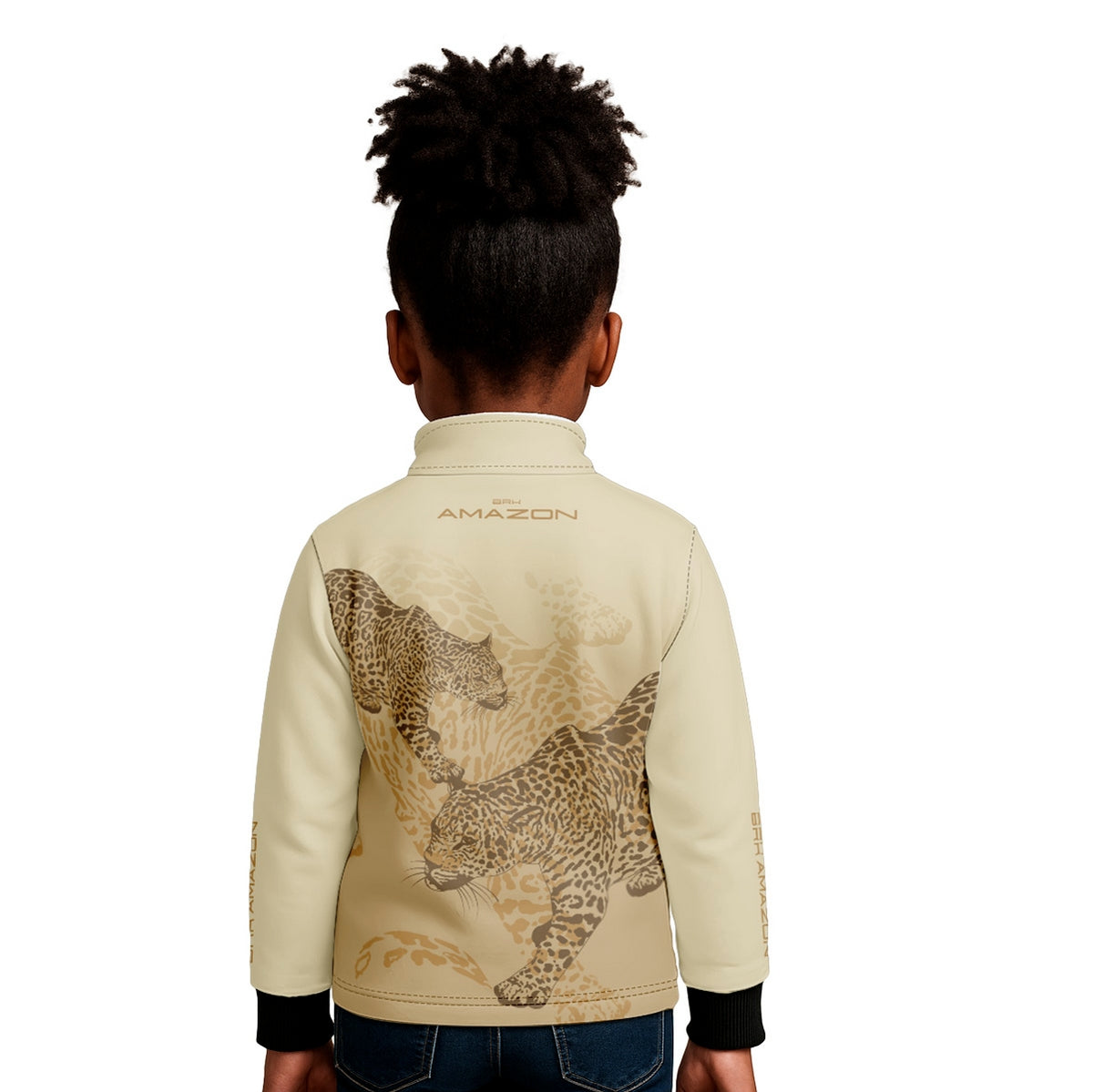 Camisa de Pesca Infantil Brk Amazon Onça Bege com Proteção UV50 - Brk Fishing