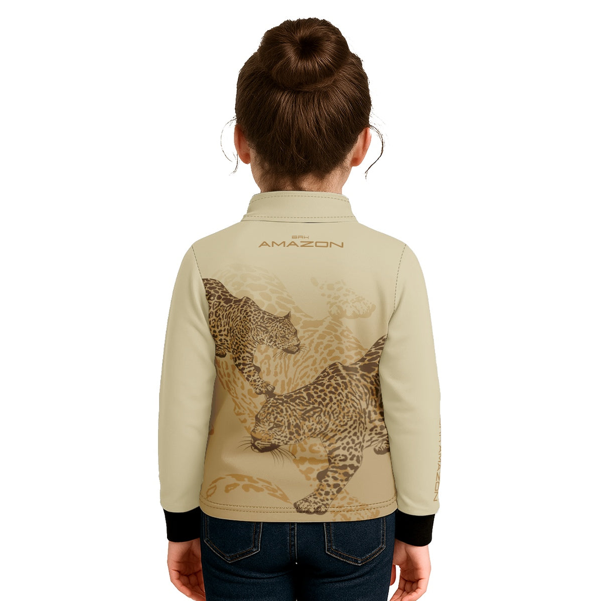 Camisa de Pesca Infantil Brk Amazon Onça Bege com Proteção UV50 - Brk Fishing