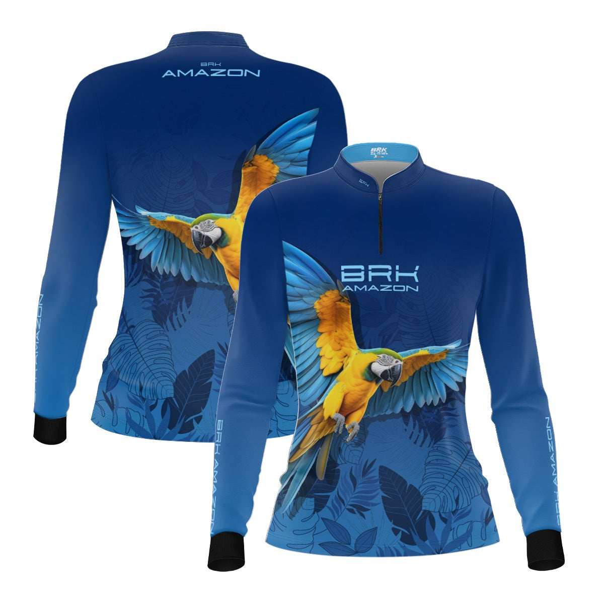 Camisa de Pesca Feminina Brk Amazon Arara Azul com Proteção UV50 Brk Fishing