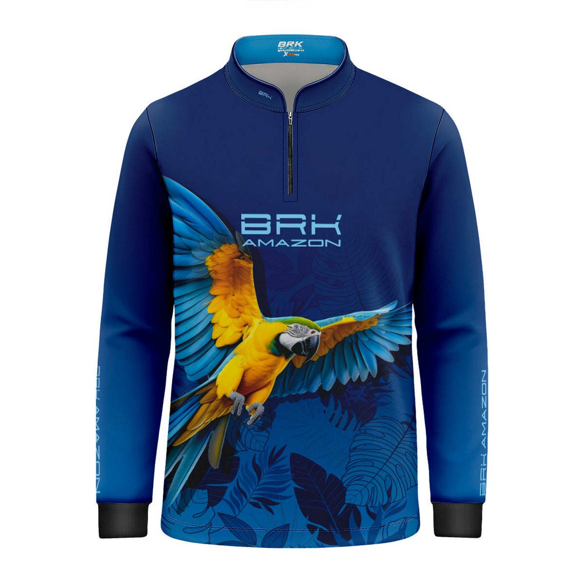 Camisa de Pesca Infantil Brk Amazon Arara Azul com Proteção UV50 - Brk Fishing