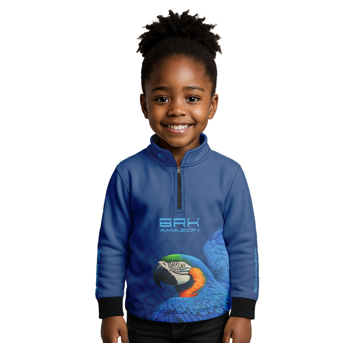 Camisa de Pesca Infantil Brk Amazon Arara Azul com Proteção UV50 - Brk Fishing