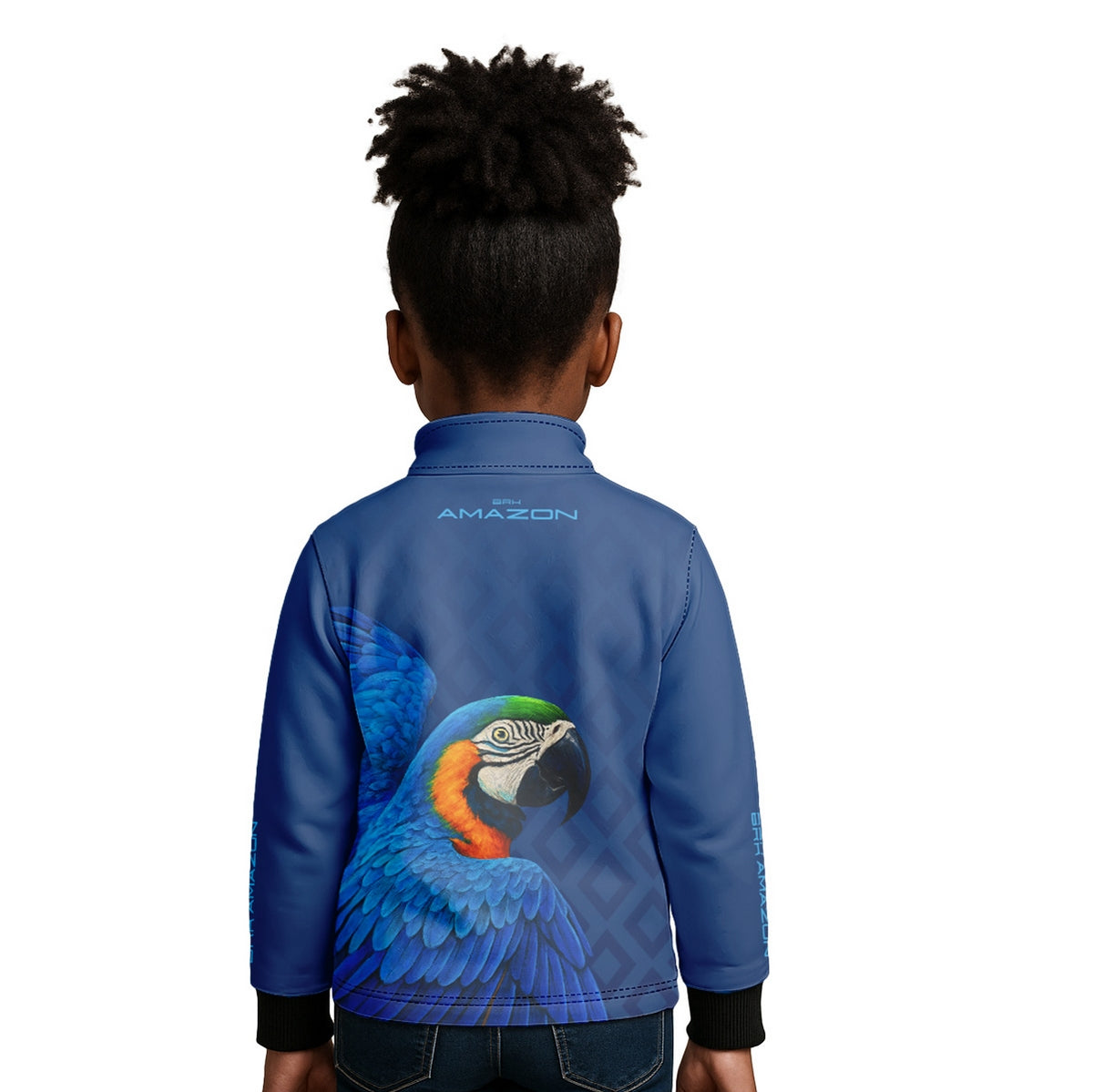 Camisa de Pesca Infantil Brk Amazon Arara Azul com Proteção UV50 - Brk Fishing