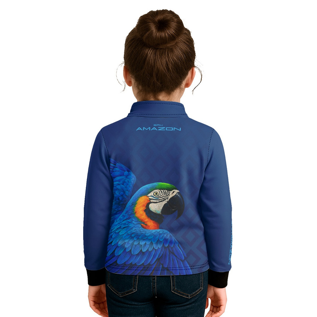 Camisa de Pesca Infantil Brk Amazon Arara Azul com Proteção UV50 - Brk Fishing