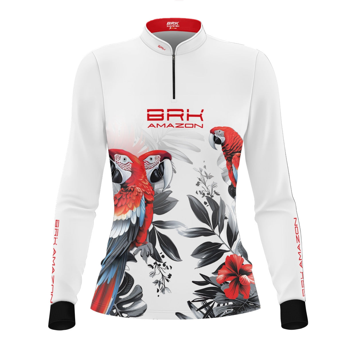 Camisa de Pesca Feminina Brk Amazon Arara Vermelha com Proteção UV50 Brk Fishing