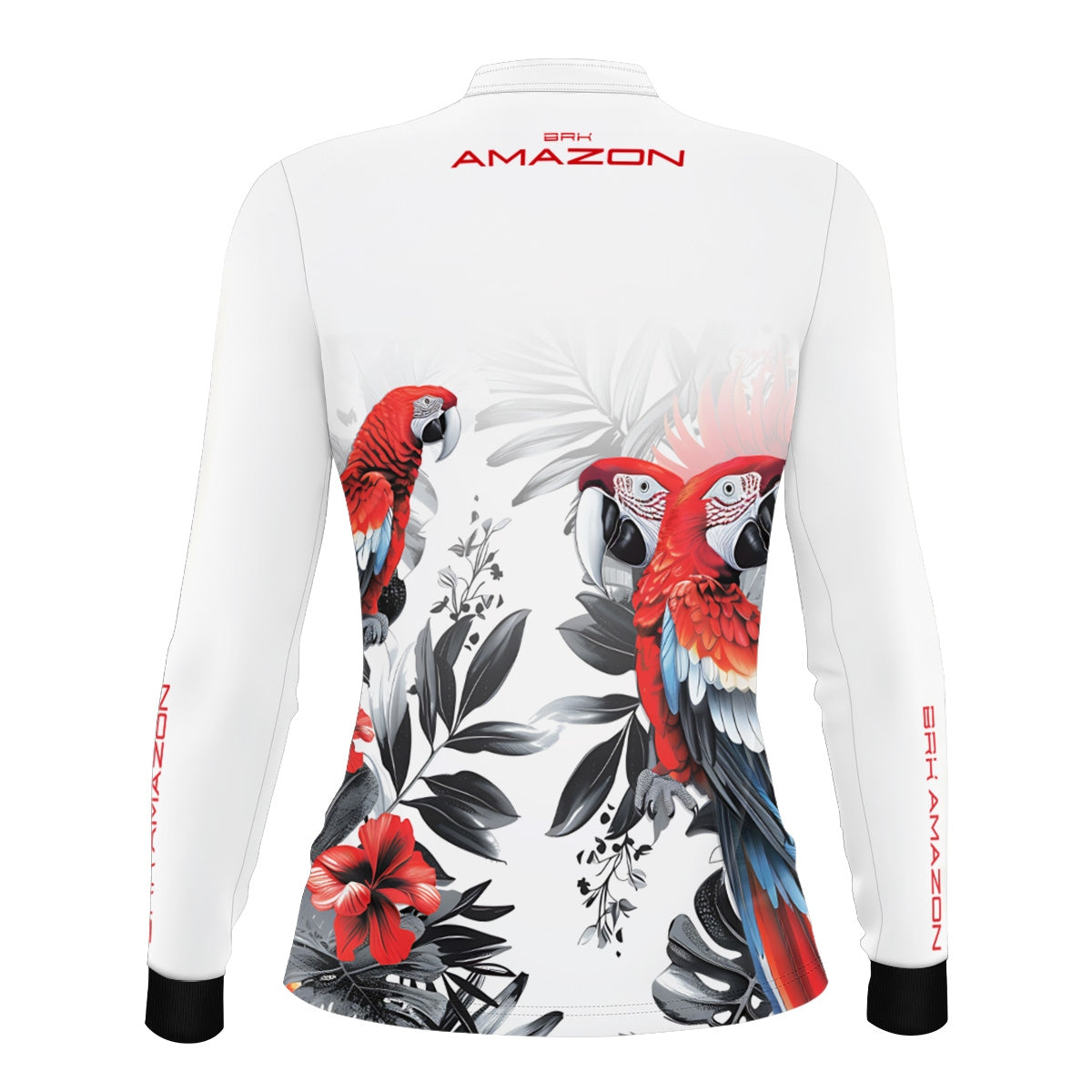 Camisa de Pesca Feminina Brk Amazon Arara Vermelha com Proteção UV50 Brk Fishing