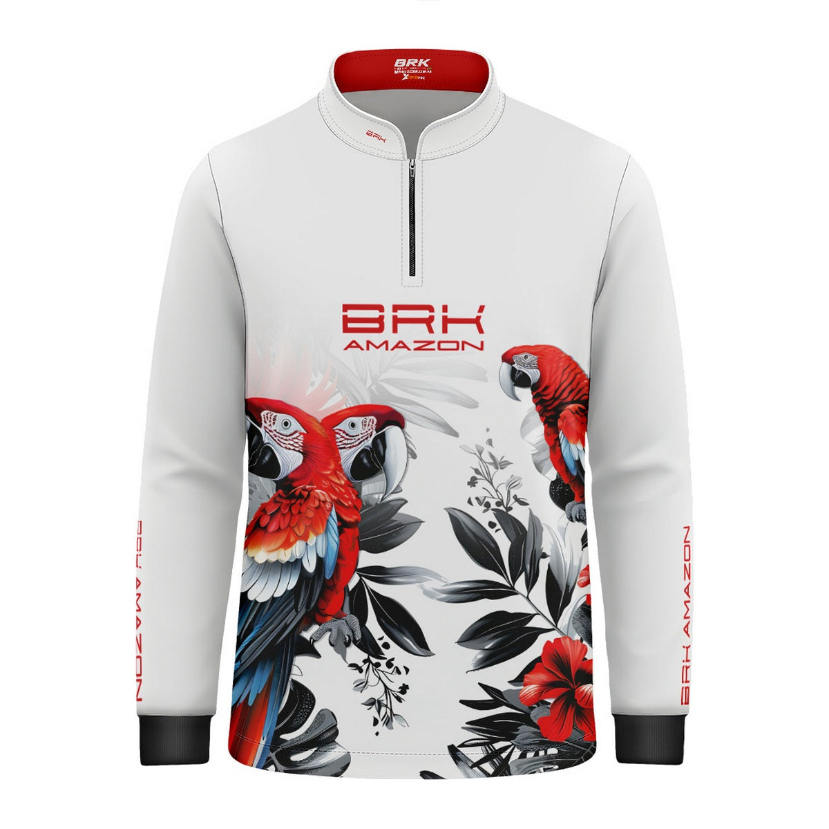 Camisa de Pesca Infantil Brk Amazon Arara Vermelha com Proteção UV50 - Brk Fishing