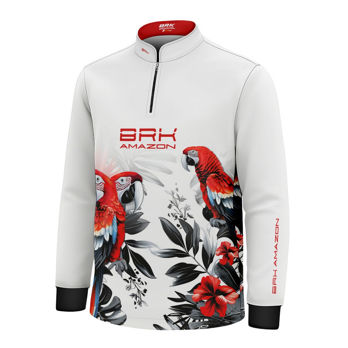 Camisa de Pesca Infantil Brk Amazon Arara Vermelha com Proteção UV50 - Brk Fishing