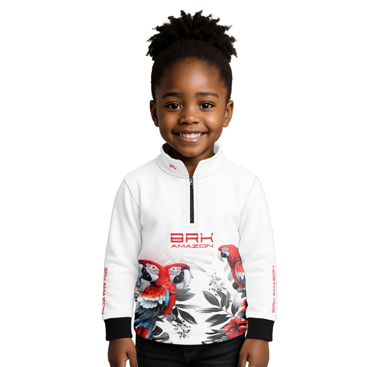 Camisa de Pesca Infantil Brk Amazon Arara Vermelha com Proteção UV50 - Brk Fishing