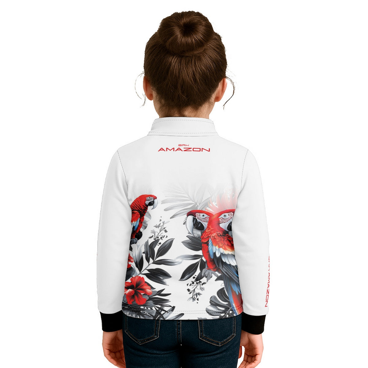 Camisa de Pesca Infantil Brk Amazon Arara Vermelha com Proteção UV50 - Brk Fishing