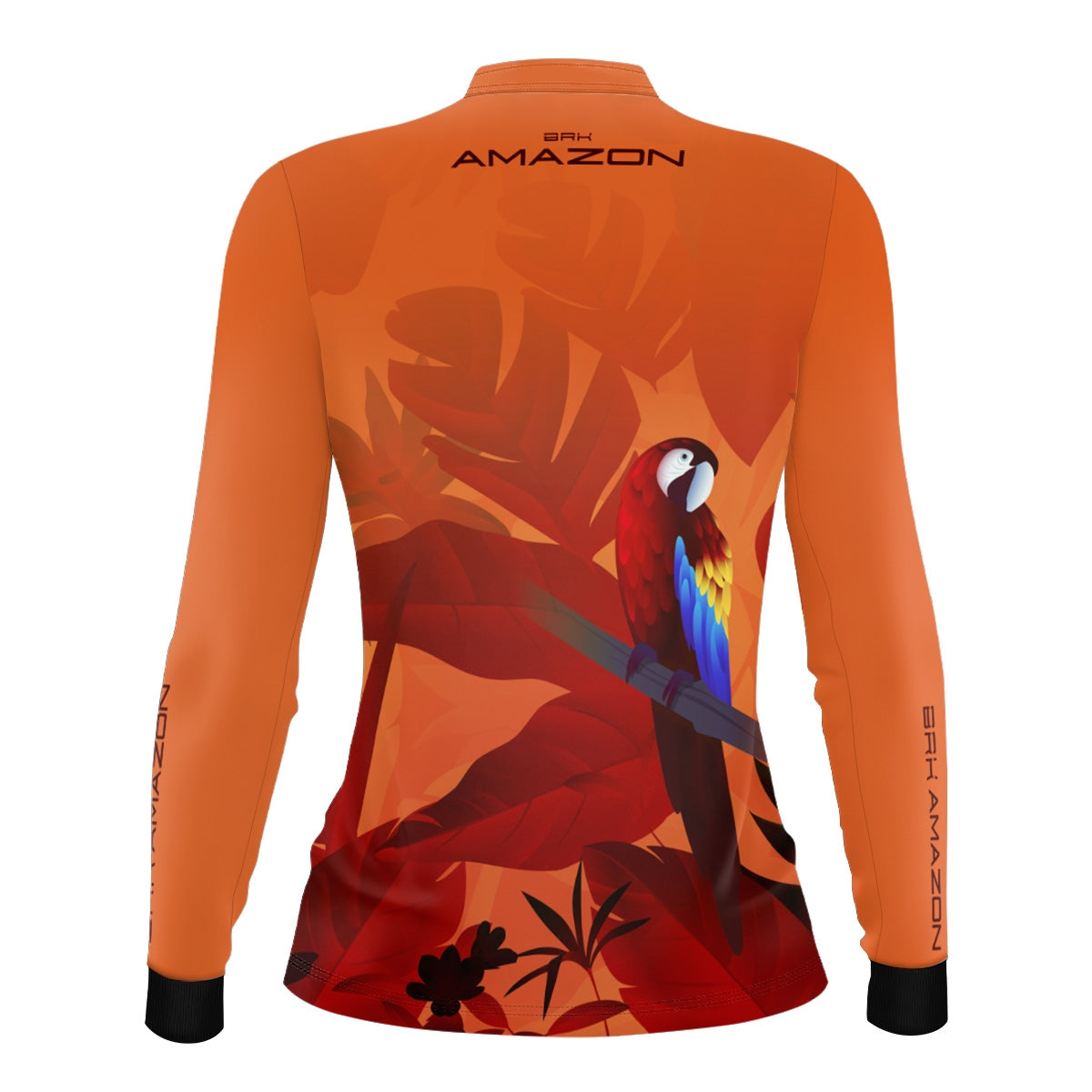 Camisa de Pesca Feminina Brk Amazon Arara Vermelha Floral com Proteção UV50 Brk Fishing