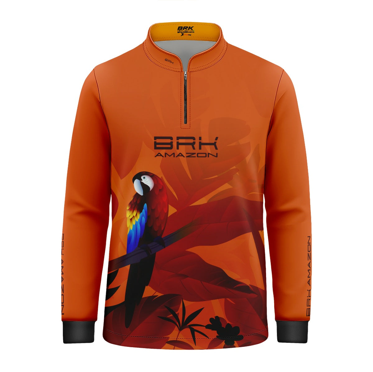 Camisa de Pesca Infantil Brk Amazon Arara Vermelha Floral com Proteção UV50 - Brk Fishing