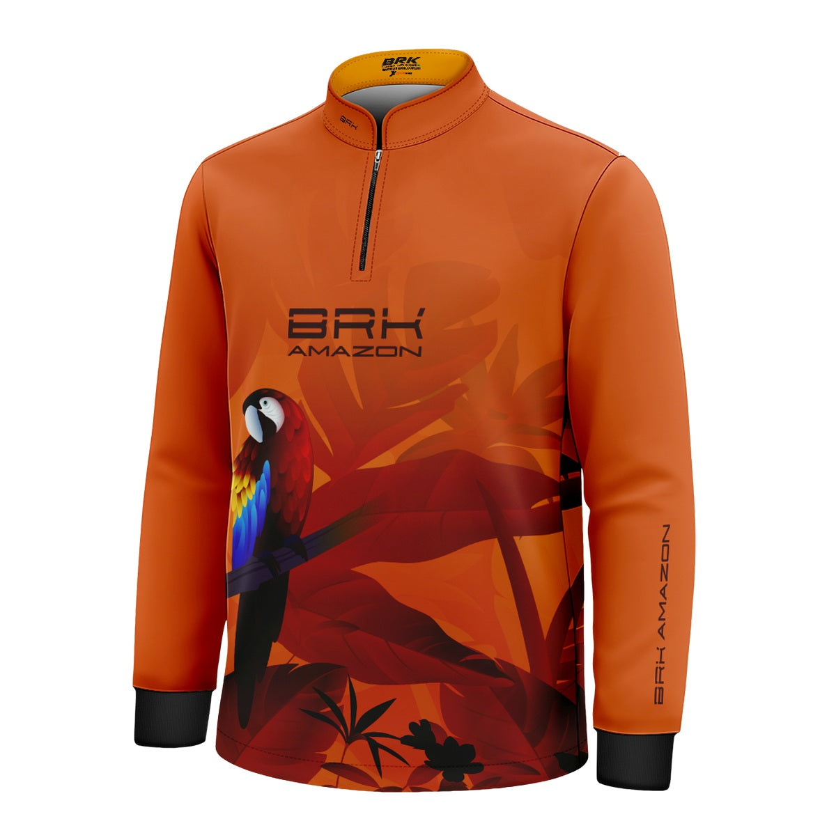 Camisa de Pesca Infantil Brk Amazon Arara Vermelha Floral com Proteção UV50 - Brk Fishing