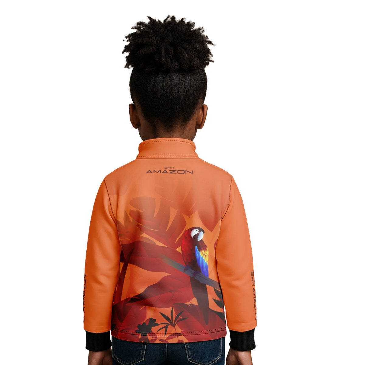 Camisa de Pesca Infantil Brk Amazon Arara Vermelha Floral com Proteção UV50 - Brk Fishing