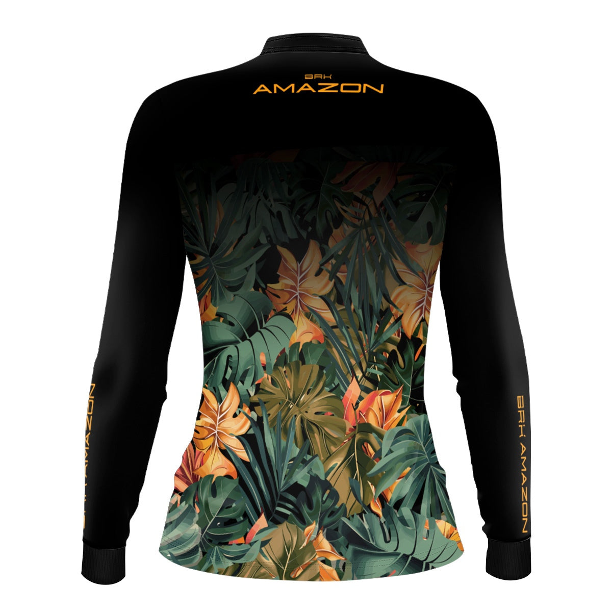 Camisa de Pesca Feminina Brk Amazon Preta Folhagem com Proteção UV50 Brk Fishing