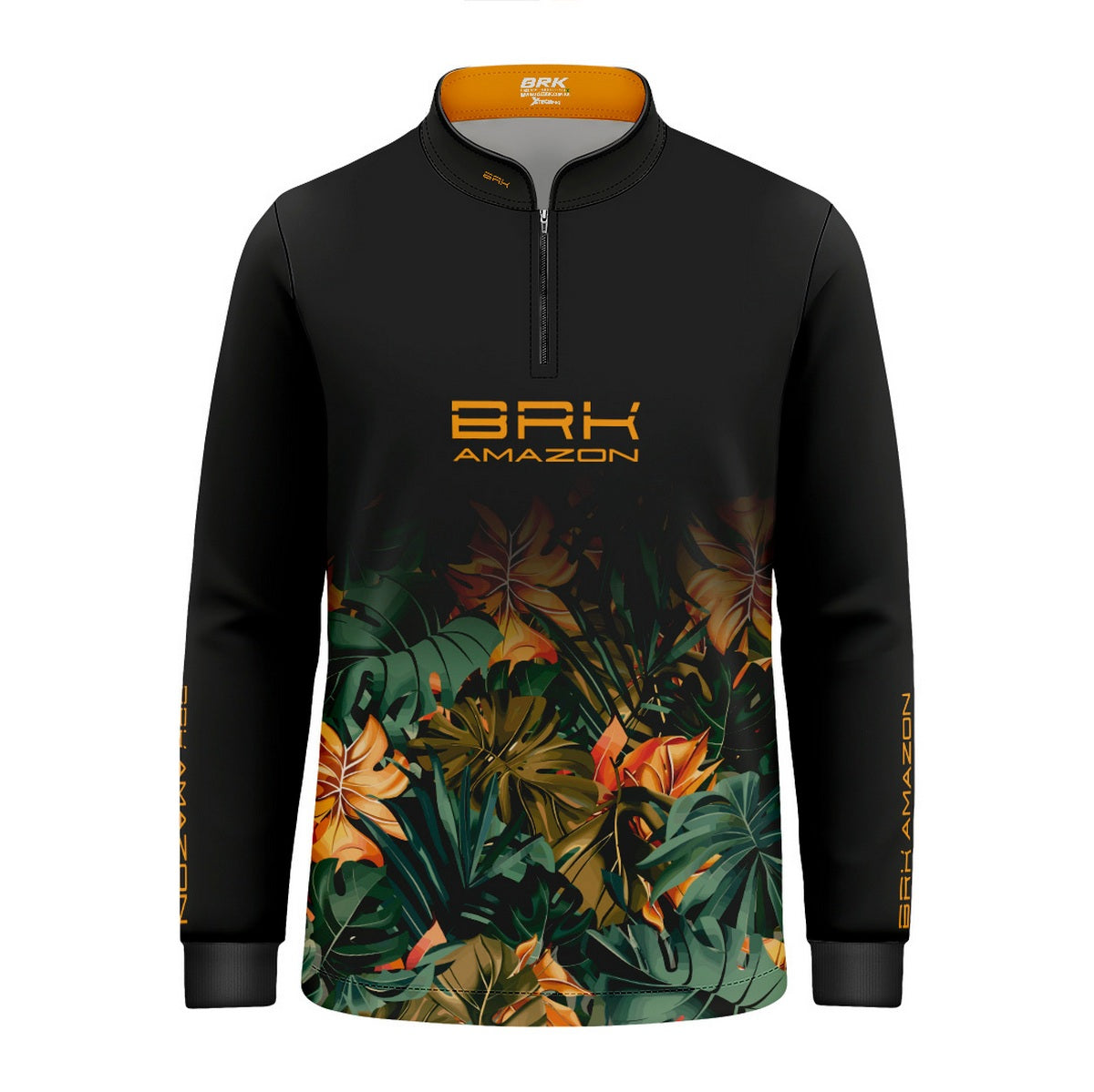 Camisa de Pesca Infantil Brk Amazon Preta Folhagem com Proteção UV50 - Brk Fishing