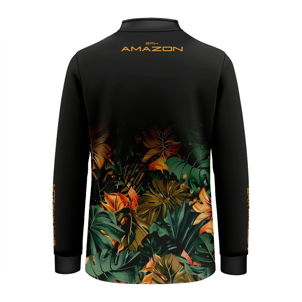 Camisa de Pesca Infantil Brk Amazon Preta Folhagem com Proteção UV50 - Brk Fishing