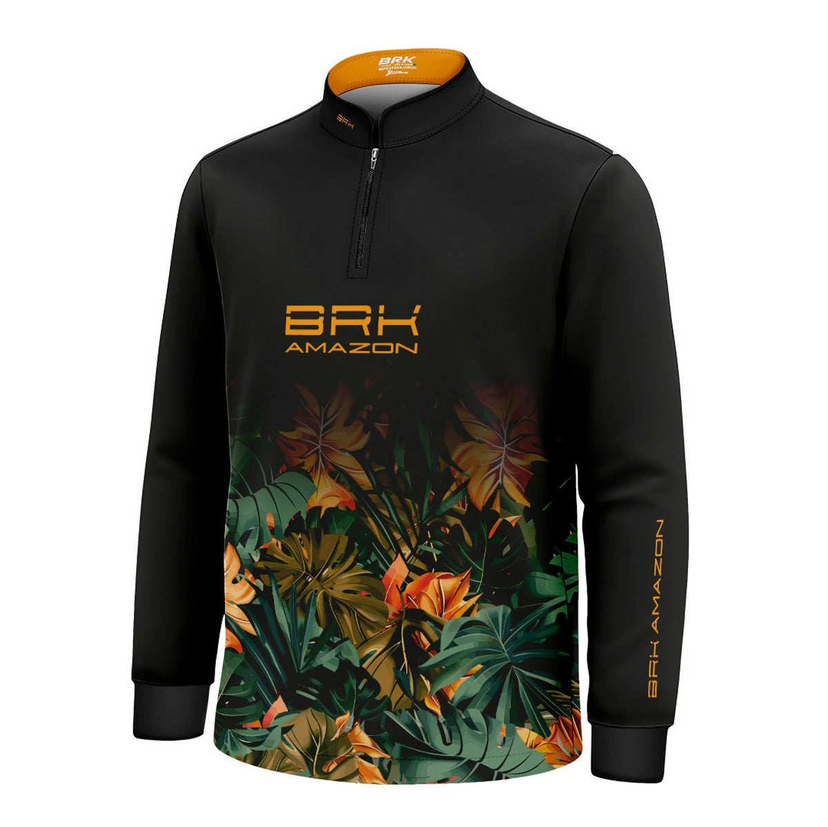 Camisa de Pesca Infantil Brk Amazon Preta Folhagem com Proteção UV50 - Brk Fishing