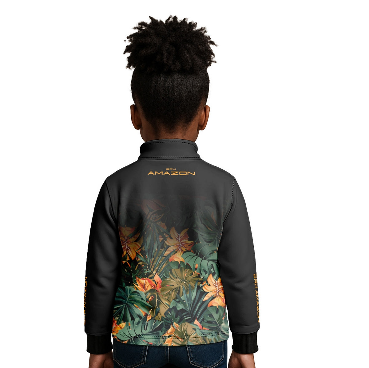 Camisa de Pesca Infantil Brk Amazon Preta Folhagem com Proteção UV50 - Brk Fishing