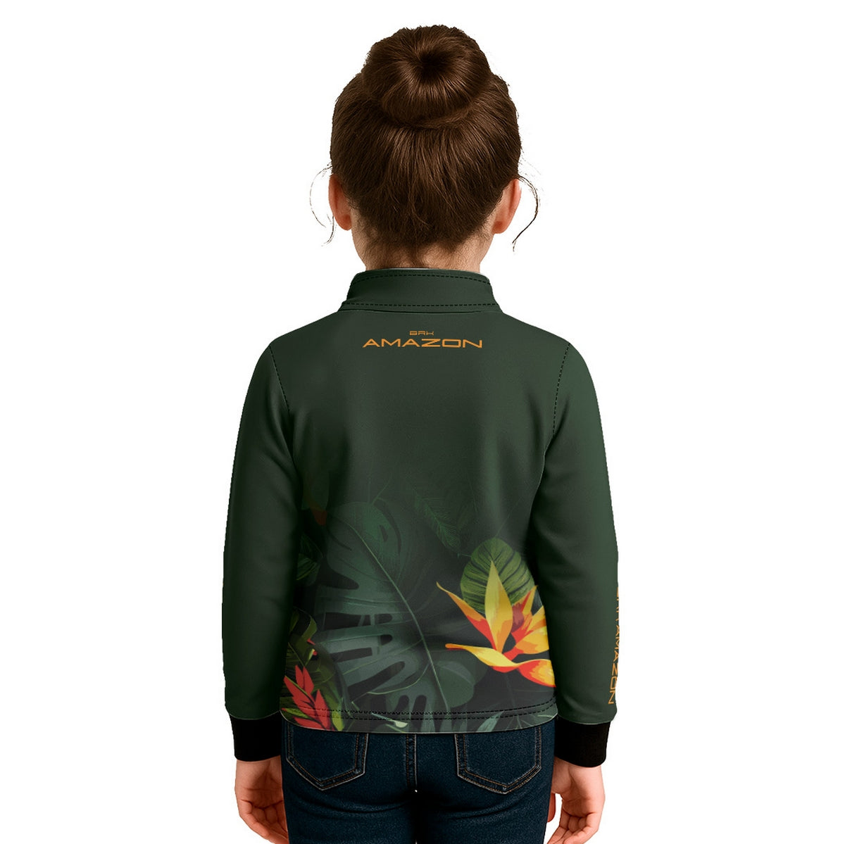 Camisa de Pesca Infantil Brk Amazon Verde Folhagem com Proteção UV50 - Brk Fishing