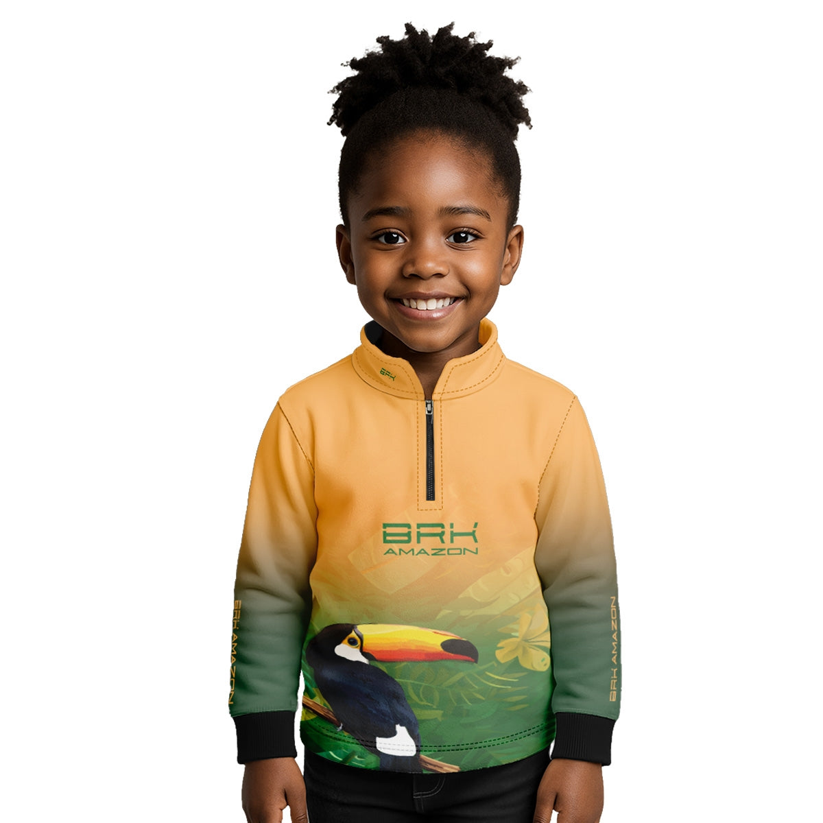 Camisa de Pesca Infantil Brk Amazon Tucano Floral com Proteção UV50 - Brk Fishing