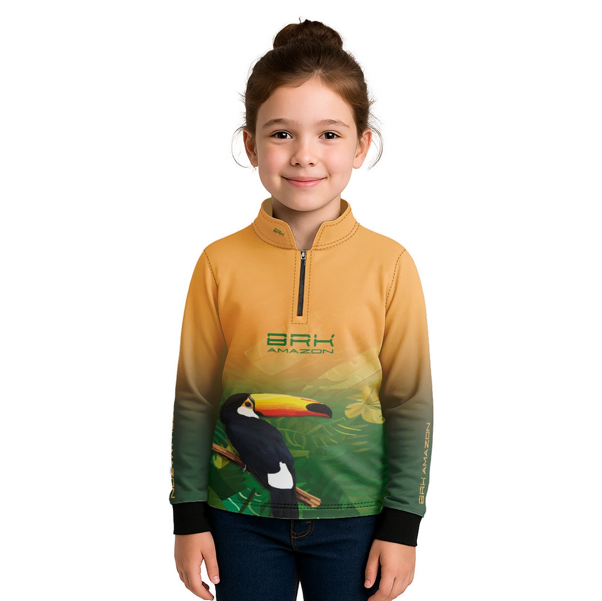 Camisa de Pesca Infantil Brk Amazon Tucano Floral com Proteção UV50 - Brk Fishing