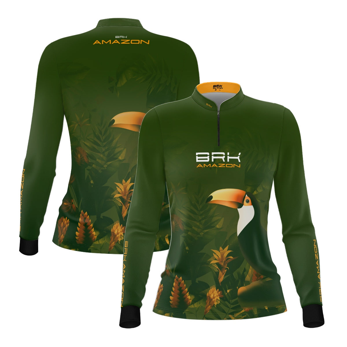 Camisa de Pesca Feminina Brk Amazon Verde Tucano com Proteção UV50 Brk Fishing