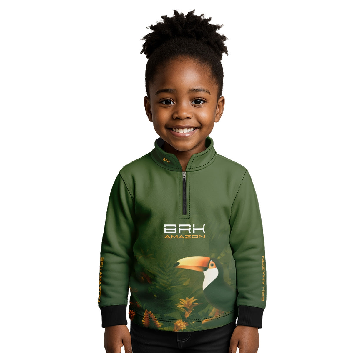 Camisa de Pesca Infantil Brk Amazon Verde Tucano com Proteção UV50 - Brk Fishing
