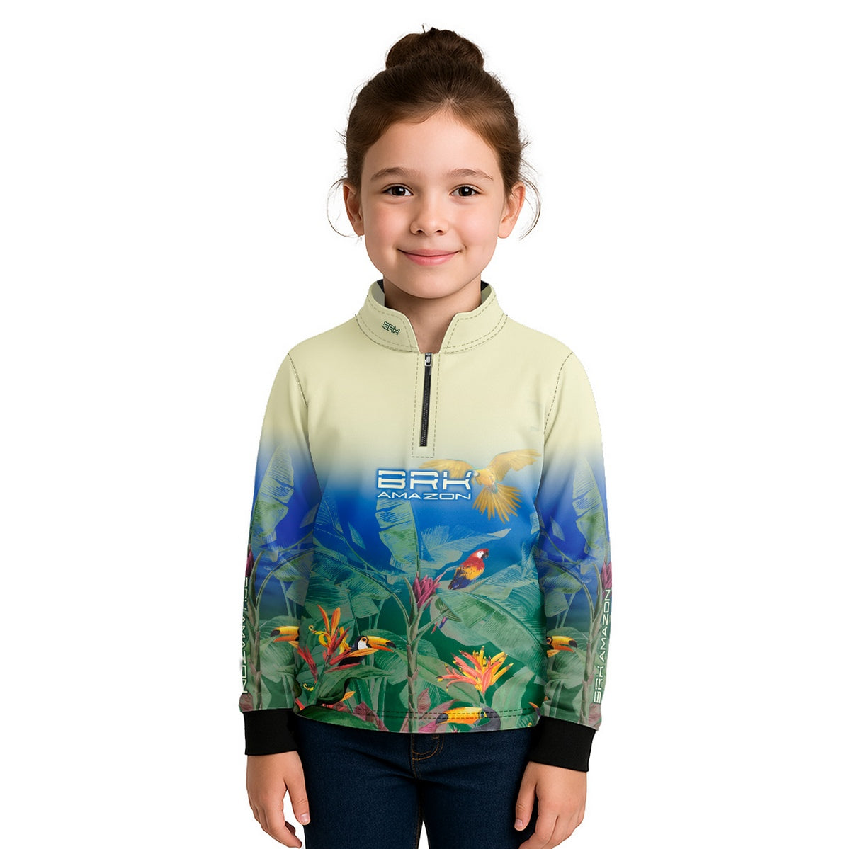 Camisa de Pesca Infantil Brk Amazon Araras e Tucanos com Proteção UV50 - Brk Fishing