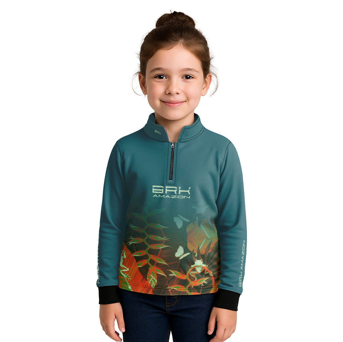 Camisa de Pesca Infantil Brk Amazon Folhas com Proteção UV50 - Brk Fishing