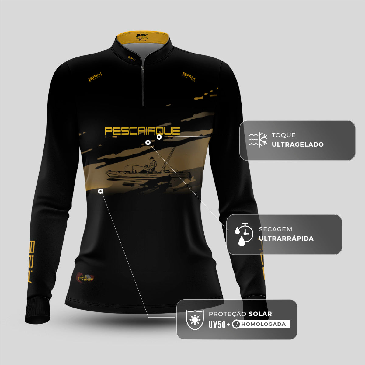 Camisa de Pesca Feminina Brk Pescaiaque com Proteção Solar UV50+ - Brk Fishing