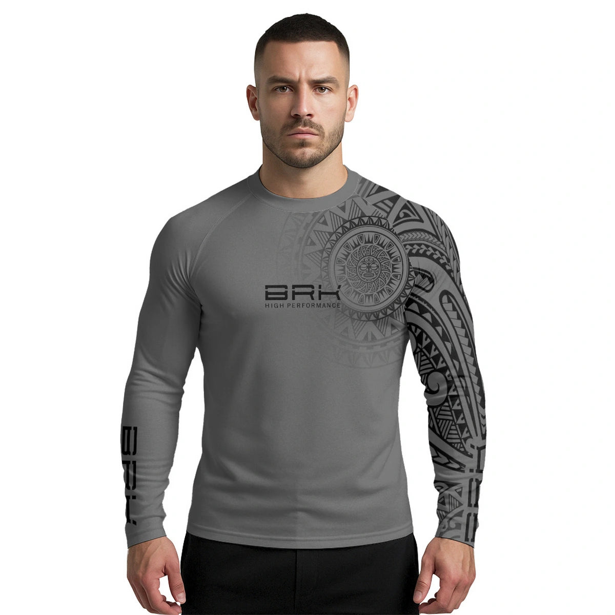 Camisa UV50 Segunda Pele Brk Maori Design Cinza e Preto - Brk Fishing